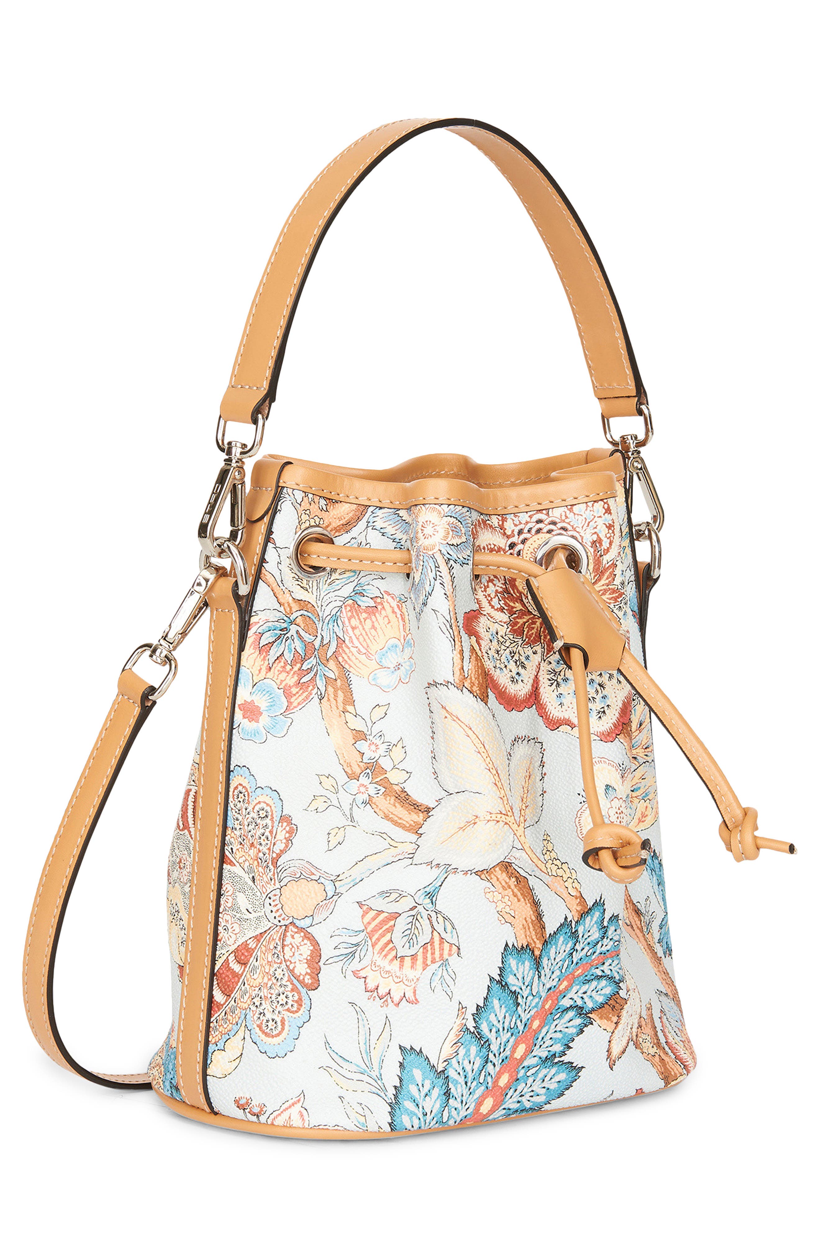 Etro Tree of Life Floral Print Coated Canvas Bucket Bag, Alternate, color, 