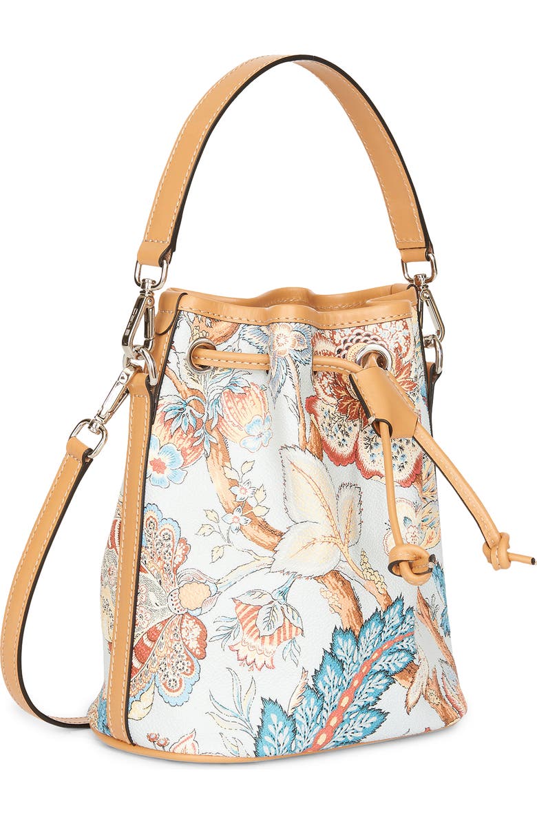 Etro Tree of Life Floral Print Coated Canvas Bucket Bag, Alternate, color,