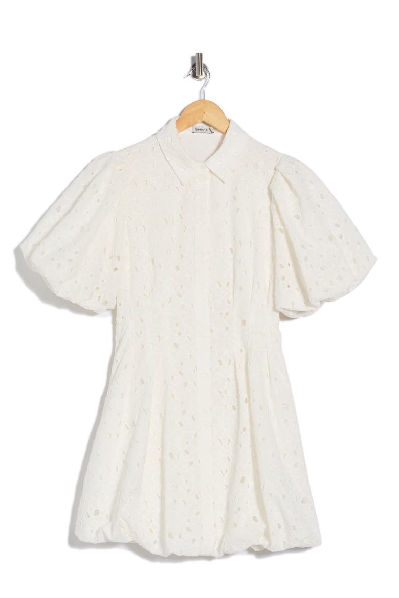 Cleo Pintuck Balloon Sleeve Minidress, Alternate, color, WHITE