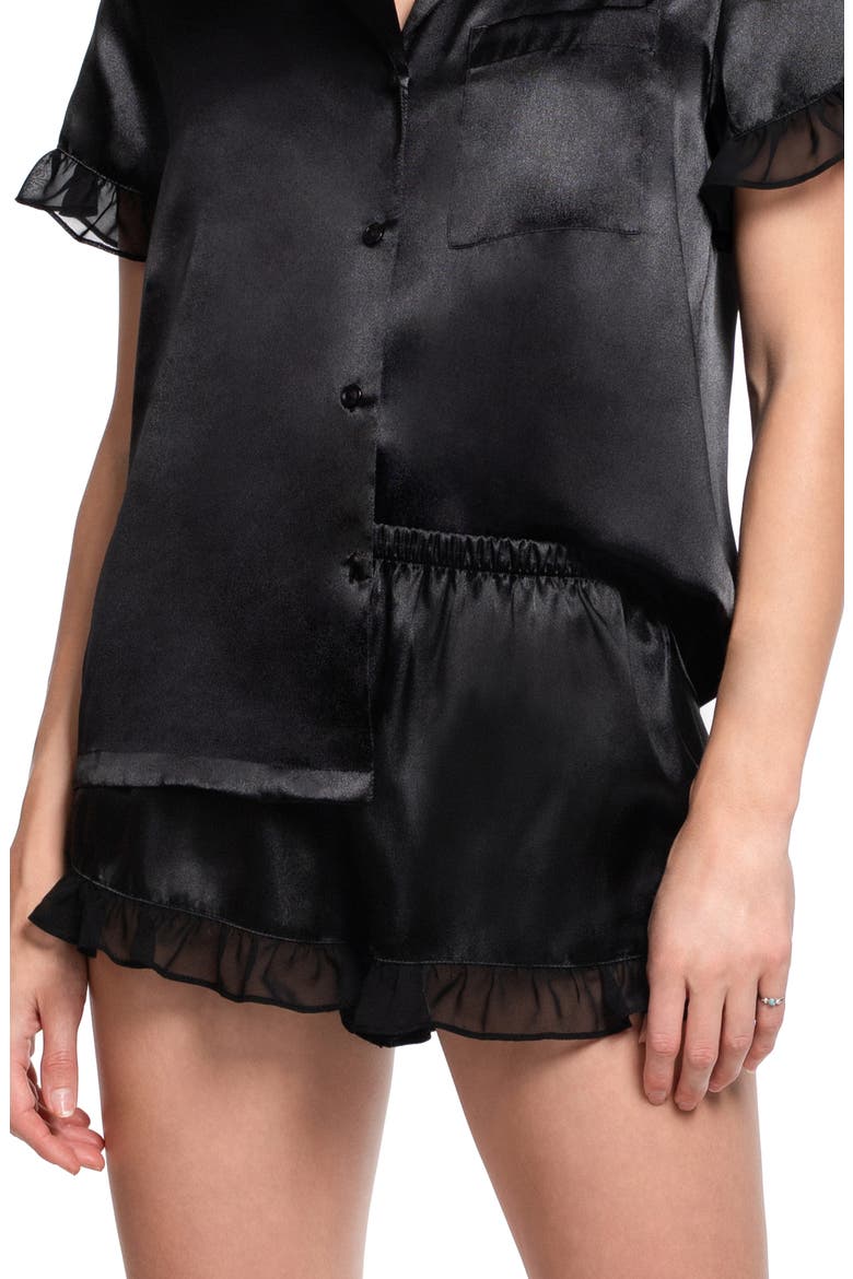 Alice Ruffle Trim Short Pajamas, Alternate, color, BLACK
