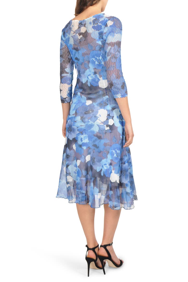Charmeuse & Chiffon Midi Dress, Alternate, color, ARCTIC BLOSSOM