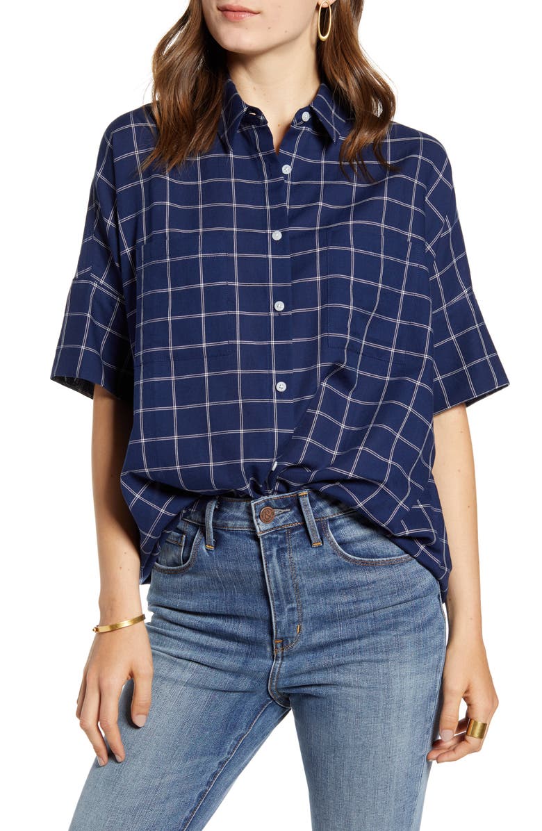Madewell Courier Double Windowpane Shirt, Main, color, 