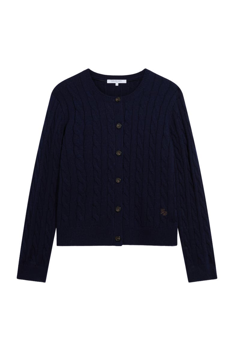 Raiza Cable Knit Cardigan, Alternate, color, Navy Blue