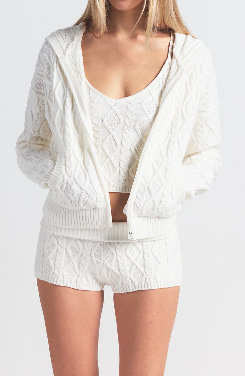 SKIMS Sweater Knit Shrunken Zip-Up Hoodie, Alternate, color, Ivory