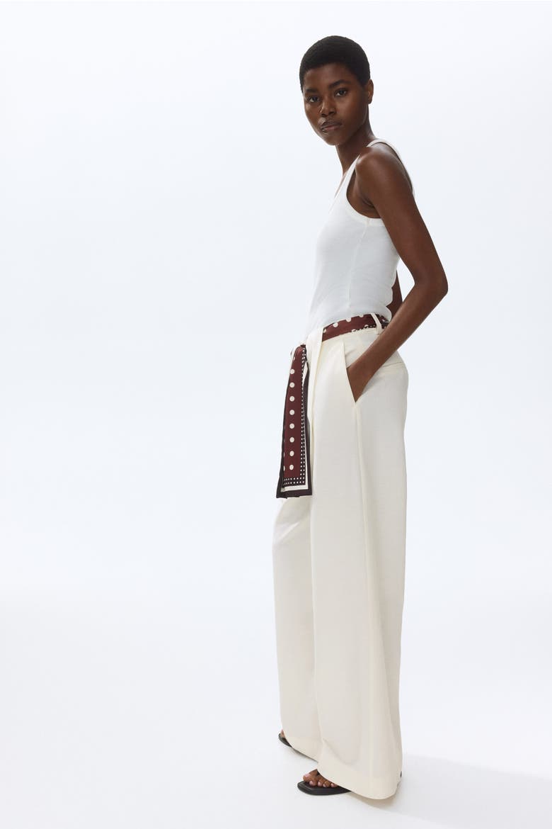 Linen-blend Scarf-detail Trousers, Alternate, color, Cream