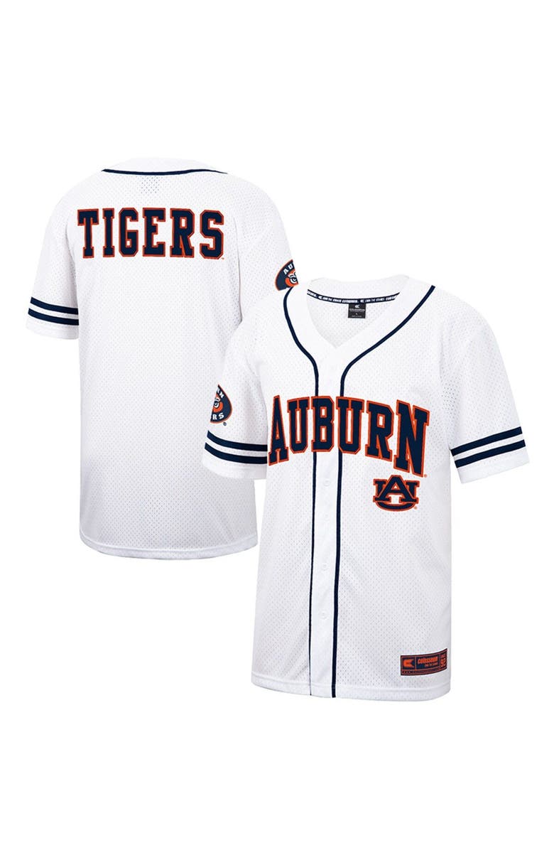 COLOSSEUM Men's Colosseum White Auburn Tigers Free Spirited Mesh Button-Up Baseball Jersey, Alternate, color, 