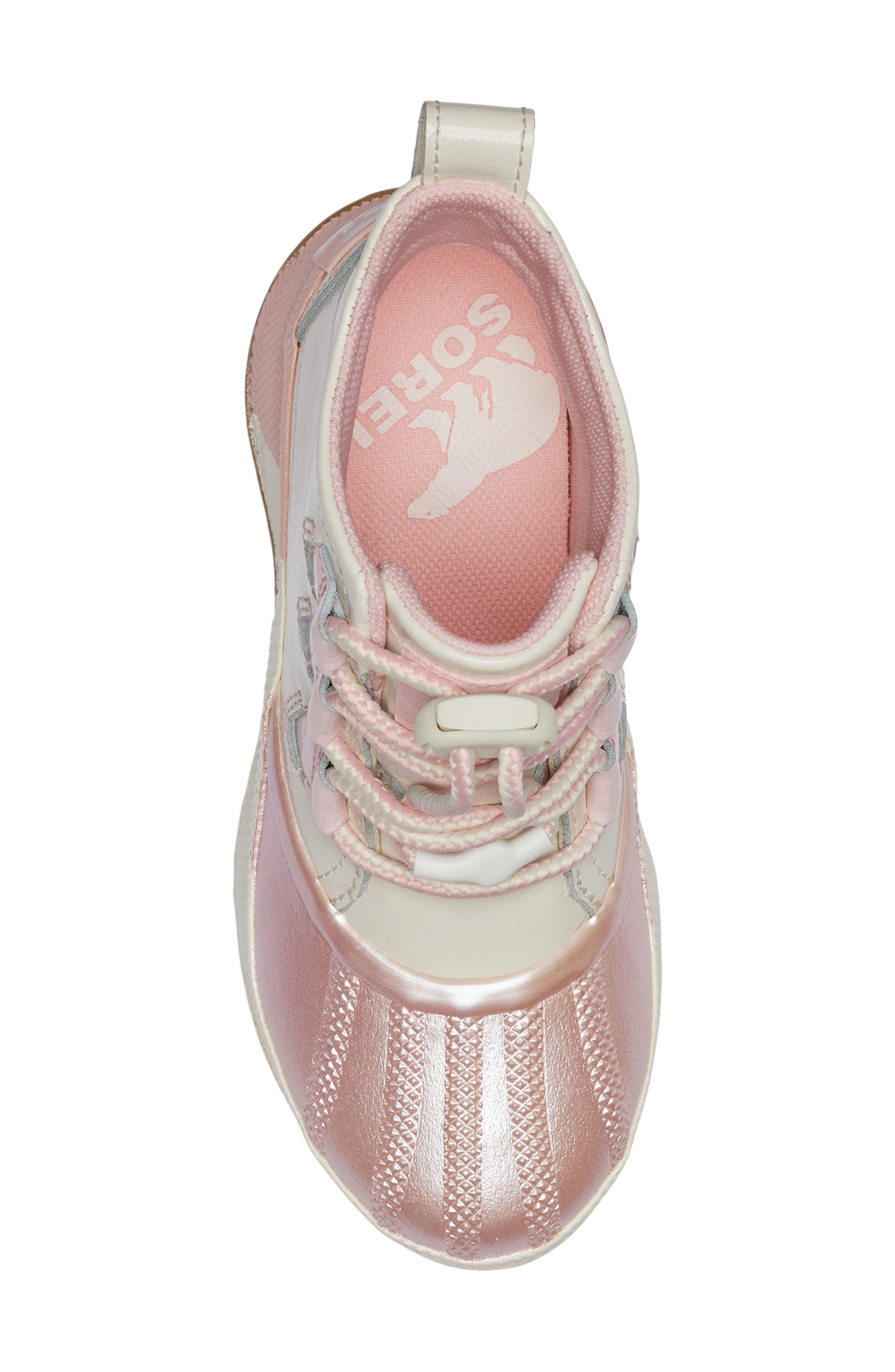 SOREL Kids' Out N About Waterproof Duck Boot, Alternate, color, Chalk/ Vintage Pink