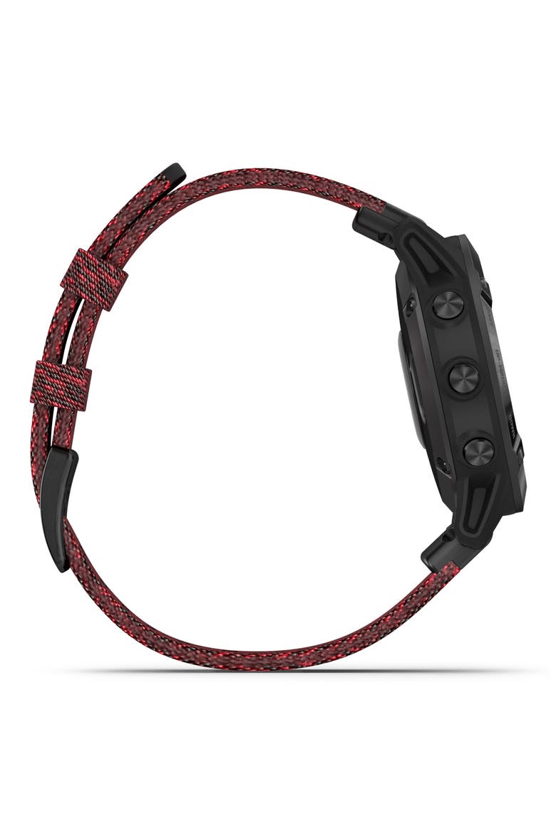 fenix® 6 Sapphire Premium Multisport GPS Watch, 47mm, Alternate, color, BLACK/ HEATHERED RED