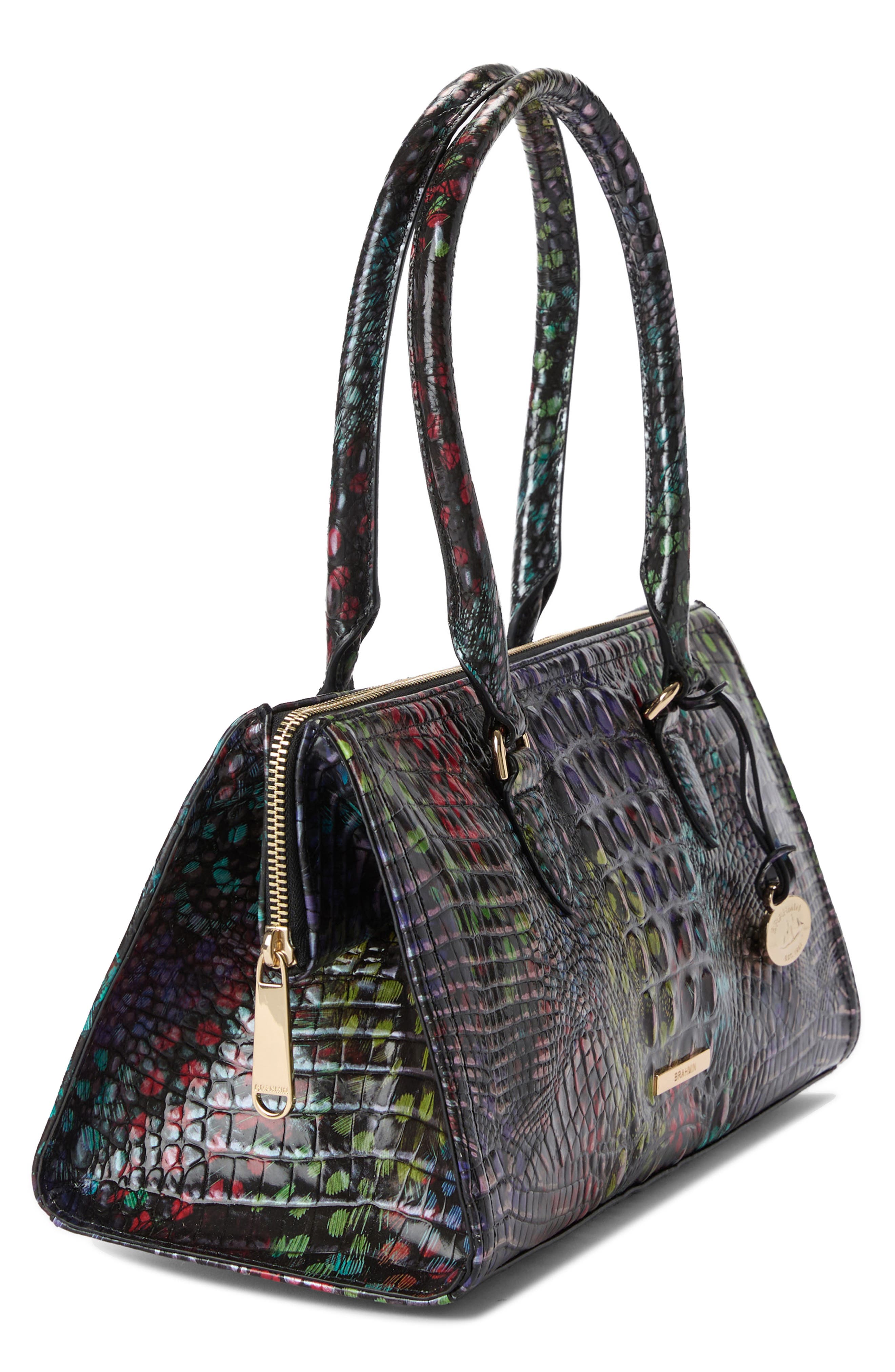 Brahmin Sophia Croc Embossed Leather Satchel, Alternate, color, Showtime Melbourne