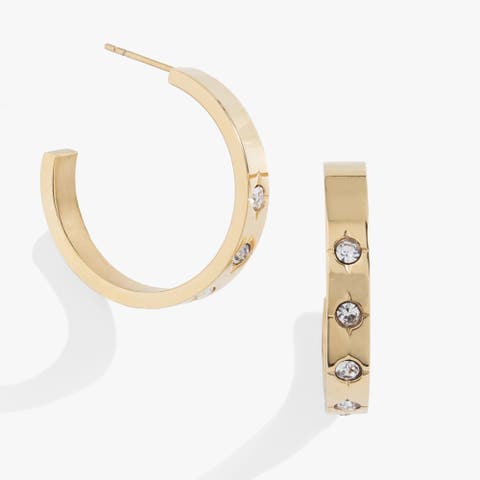 Crystal Accent Hoop Earrings