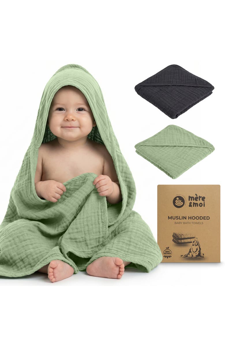 Mère & Moi Muslin Hooded Baby Bath Towel, Alternate, color, Multicolored