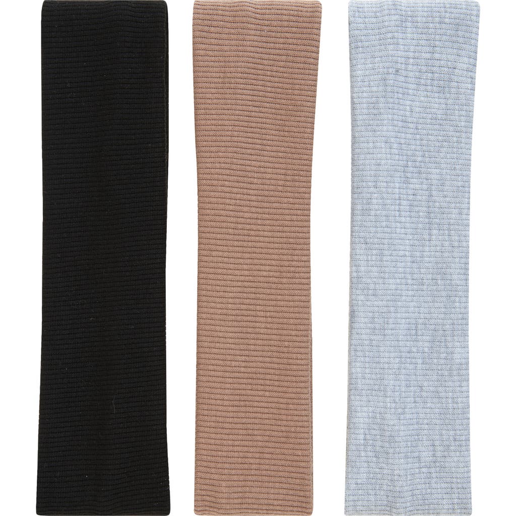 Bp. 3-pack Soft Rib Headbands In Grey- Brown- Black