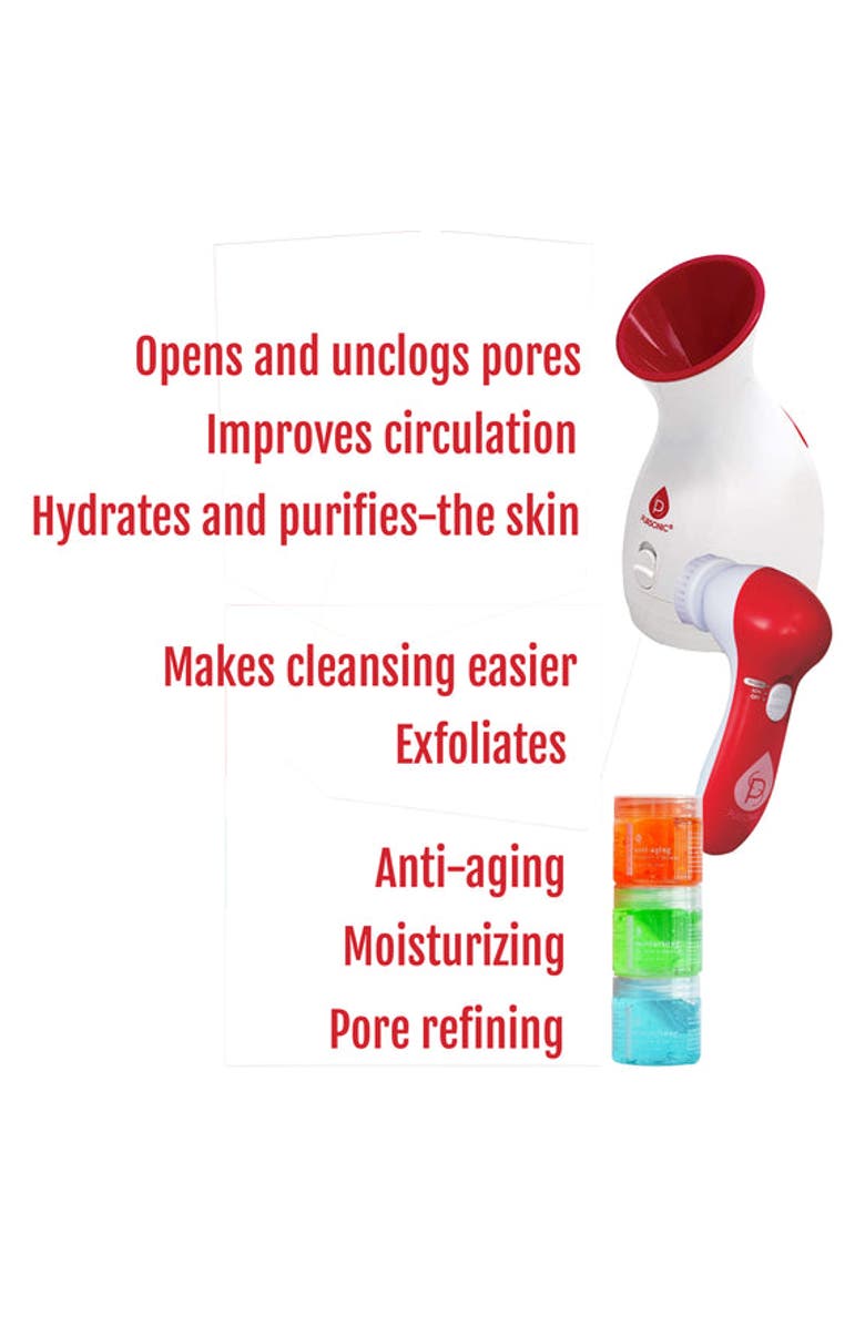PURSONIC Spa Facial Care Bundle Facial Steamer, Cleansing Brush, & Gel Face Masks, Alternate, color, Multicolor