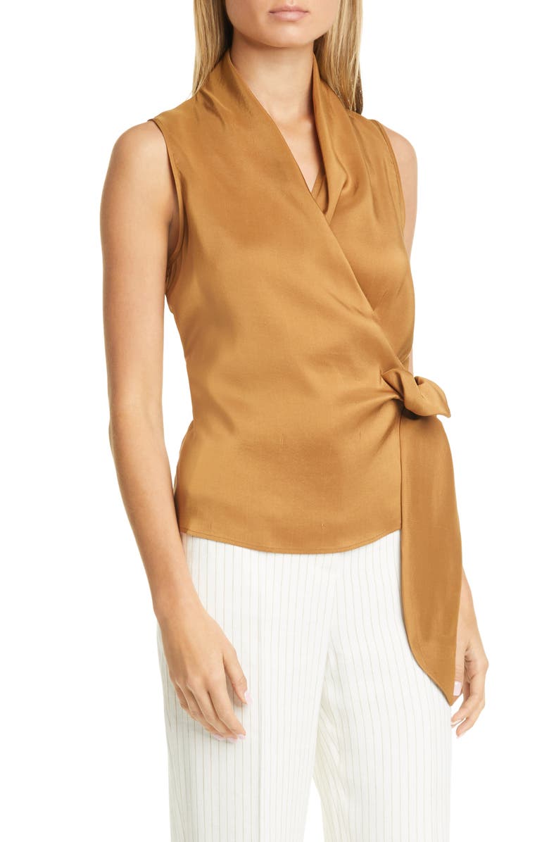 Max Mara Elce Sleeveless Silk Wrap Top, Main, color,