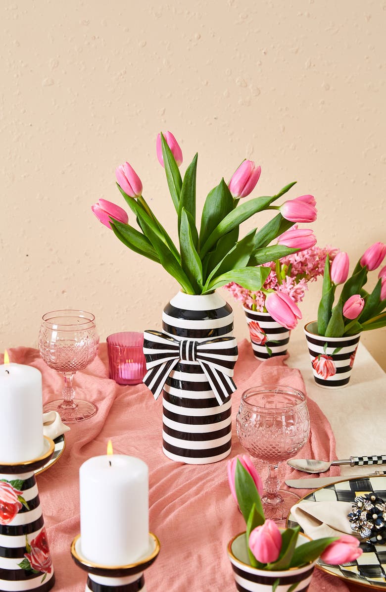 MACKENZIE CHILDS Courtly Bow Vase, Alternate, color, Black/ White