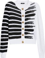 Balmain Makeup Stripe Sequin Cardigan