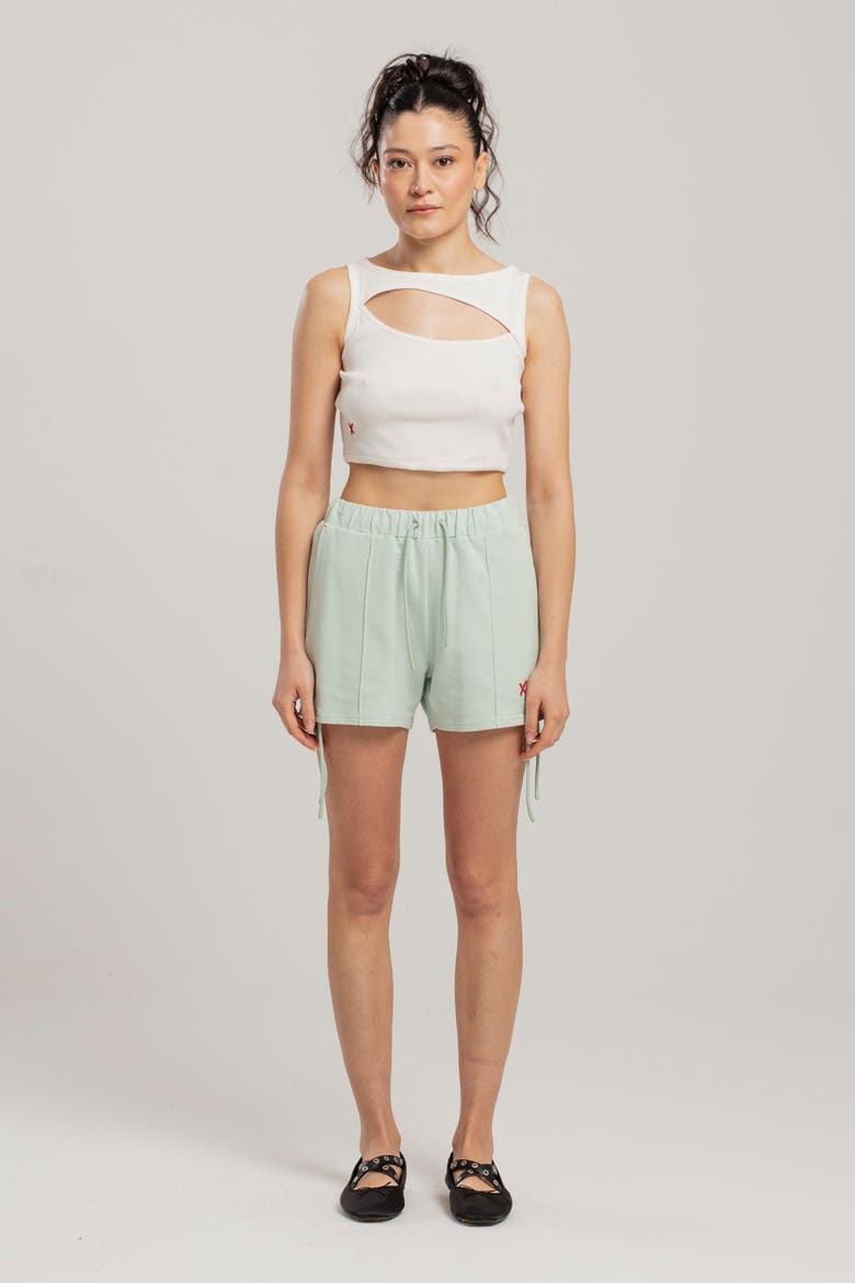 Pure Cotton Free Heaven Cord Women Shorts, Alternate, color, green surf spray