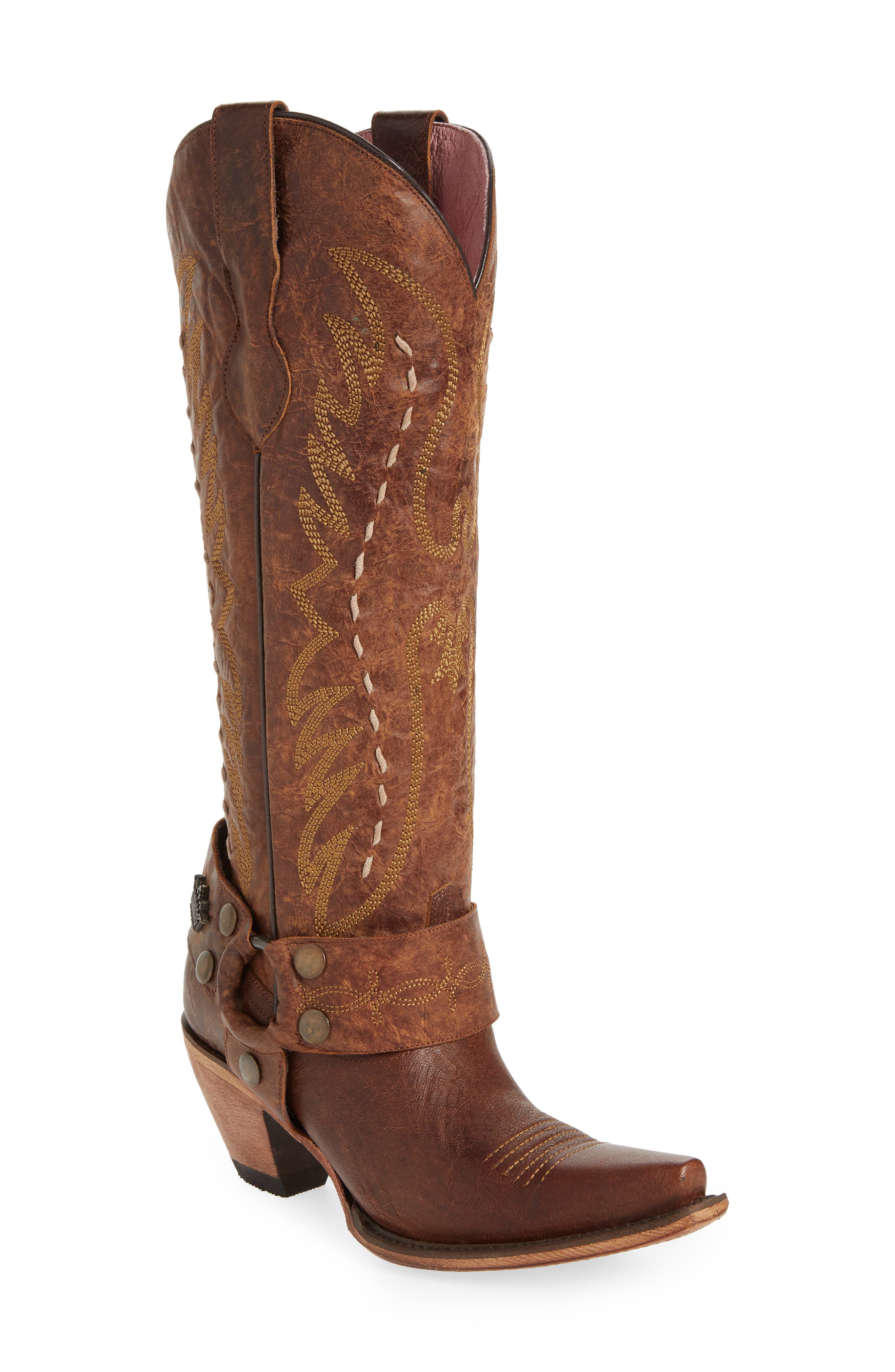 x Junk Gypsy Harness Boot, Main, color, BROWN LEATHER