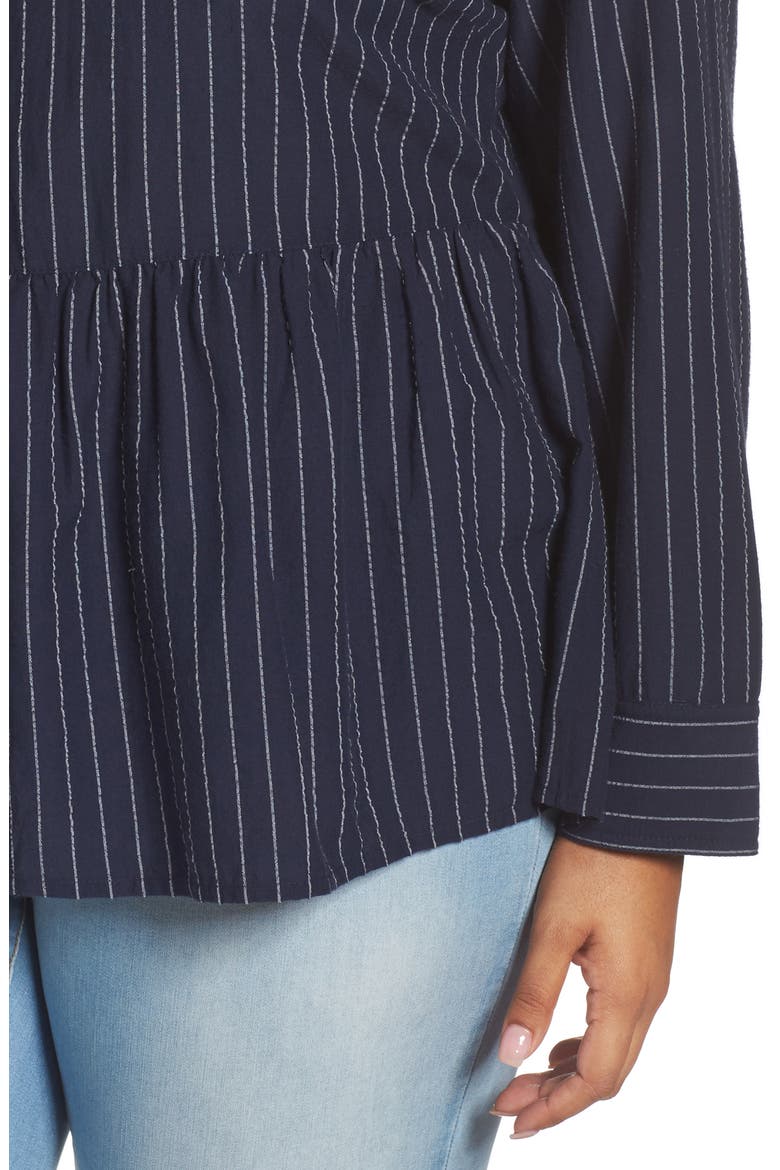 Peplum Blouse, Alternate, color, NAVY STRIPE