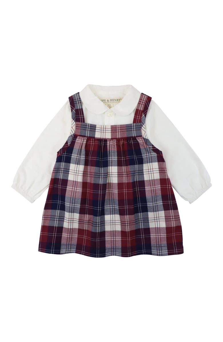 Hope & Henry Baby Organic Bodysuit and Jumper Set, Infant, Main, color, Berry Tartan Set
