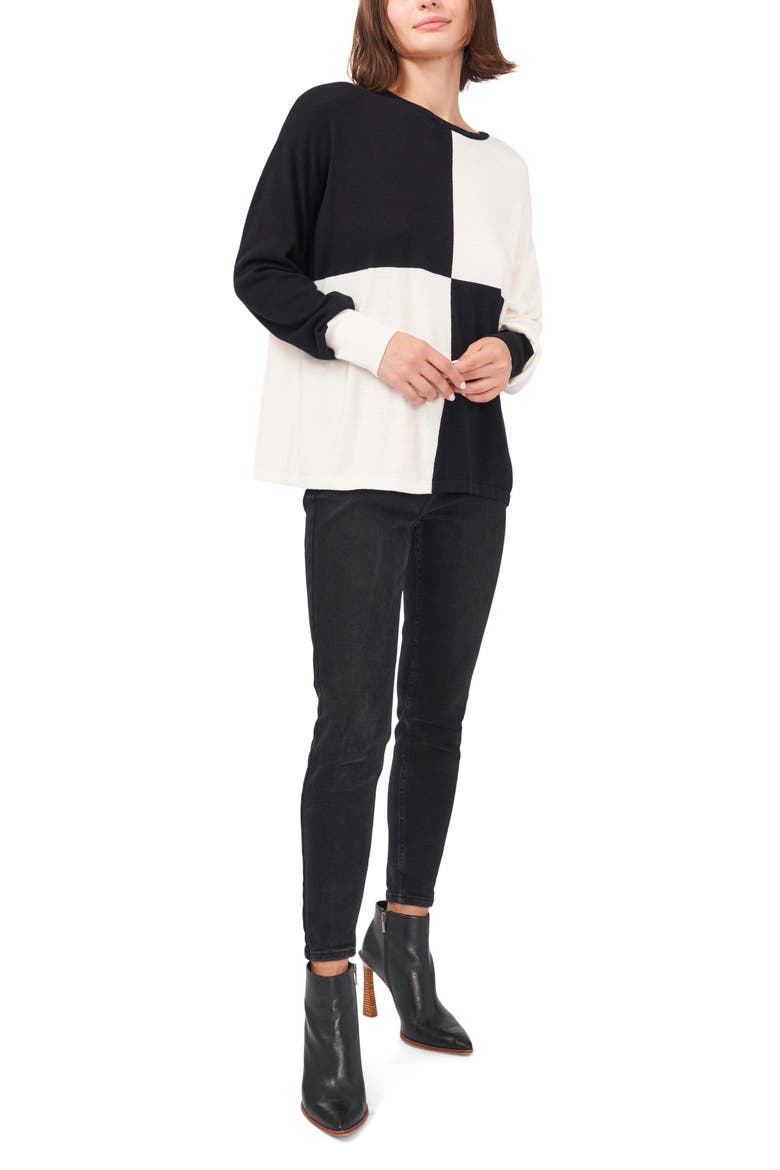 Colorblock Sweater, Alternate, color, RICH BLACK
