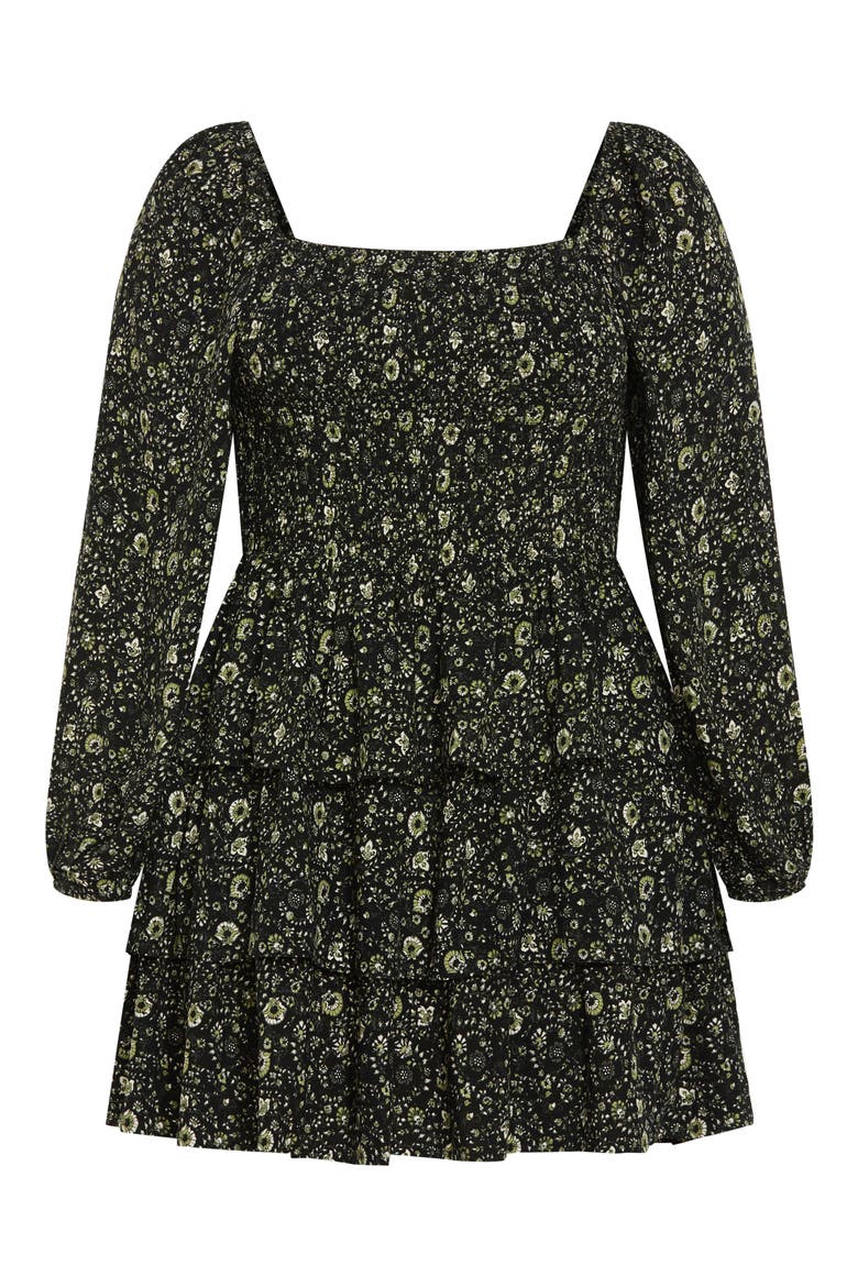Piper Floral Minidress, Alternate, color, GREEN PRINT