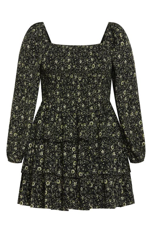 City Chic Piper Floral Minidress In Green