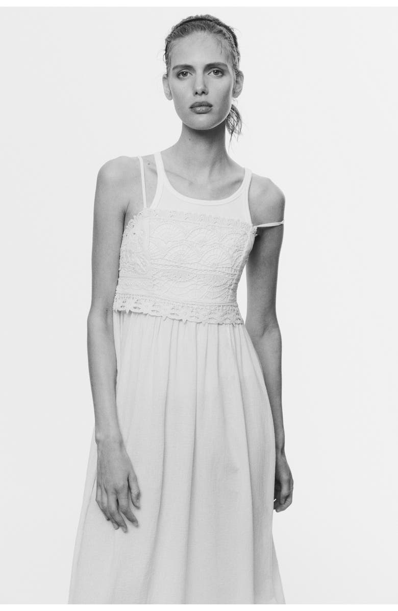 H&M Cotton Strappy Dress, Alternate, color, Light Beige