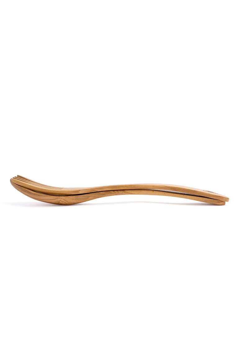 Handcrafted Olive Wood 2 Piece Salad Serving Set, 12 Inch, Alternate, color, Brown