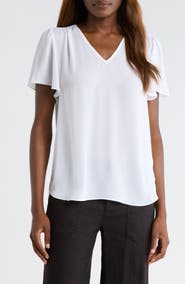 NYDJ Pleated Back Flutter Sleeve Top