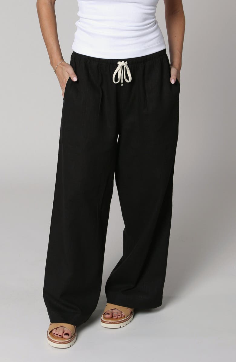 LEISURE LAB Linen Palazzo Pant, Main, color, Black