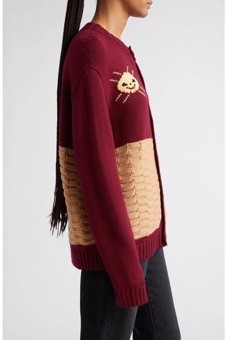 Nursery Rhyme Merino Wool Cardigan, Alternate, color, MAROON MULTI