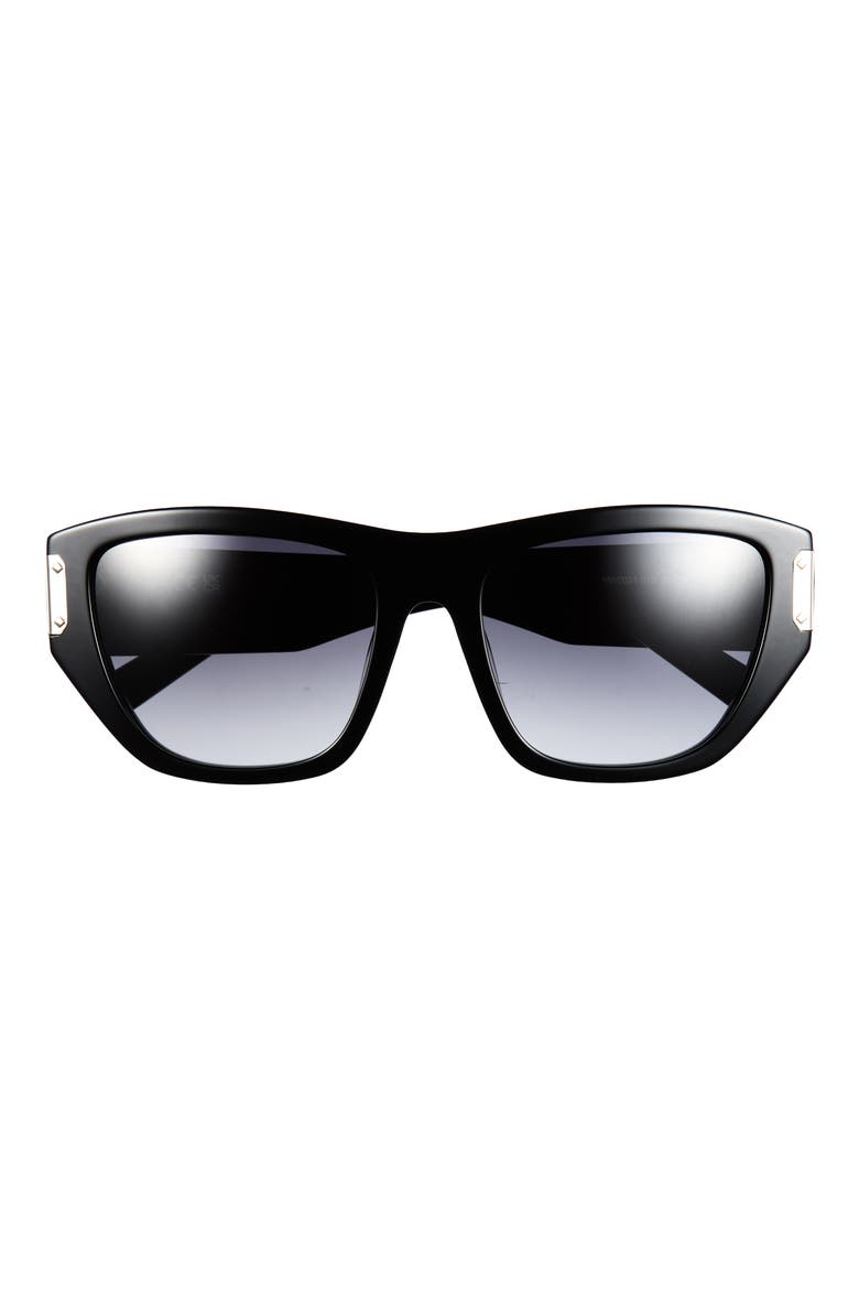 55mm Cat Eye Sunglasses, Main, color, SHINY BLACK / GRADIENT SMOKE