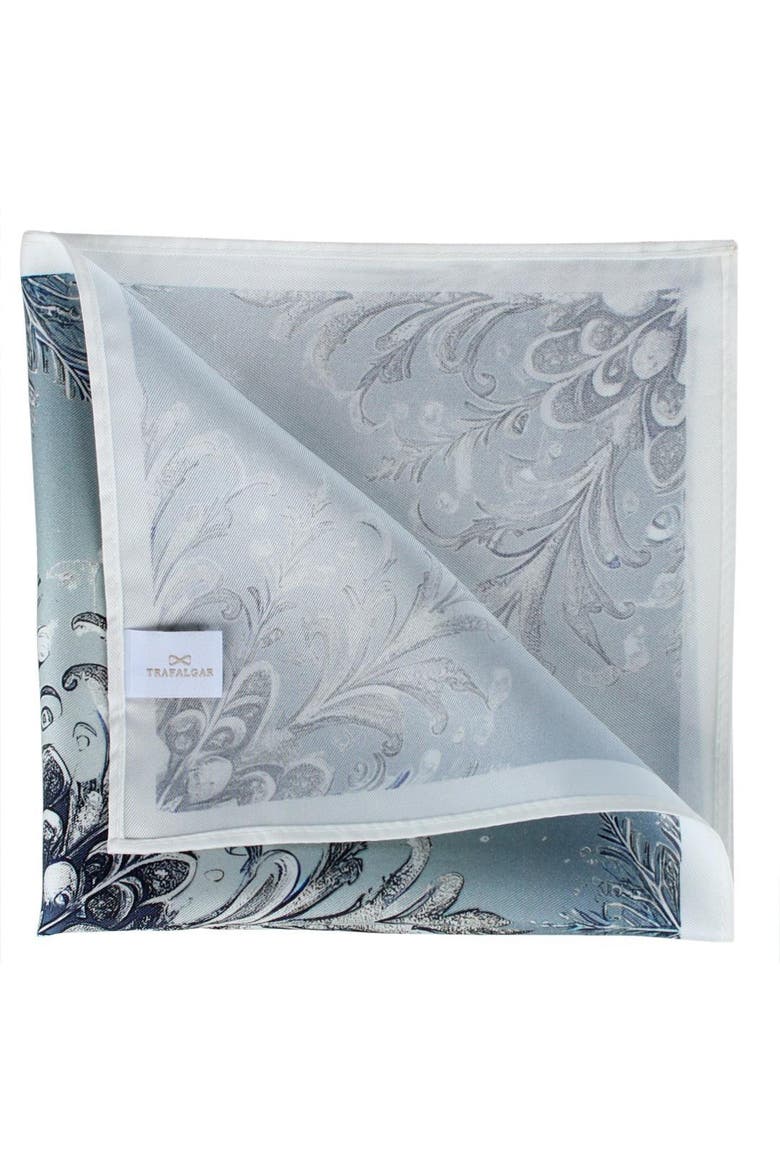Clarence The Classy Snowflake Silk Holiday 12x12 Pocket Square, Alternate, color, Light Blue
