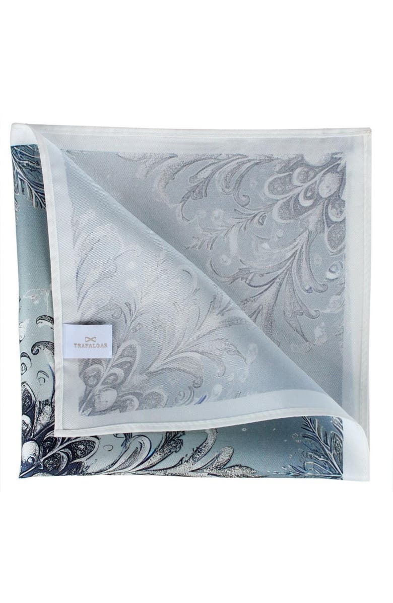 Trafalgar Clarence The Classy Snowflake Silk Holiday 12x12 Pocket Square, Alternate, color, Light Blue