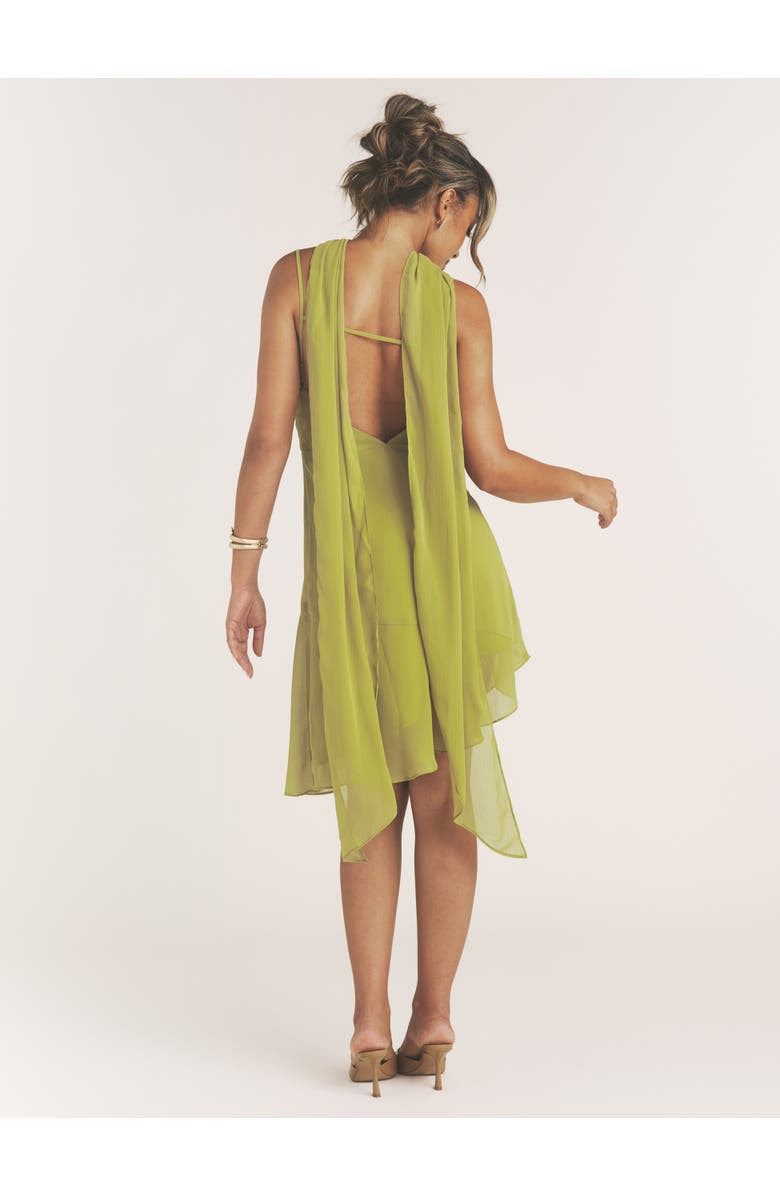 Six Stories Ava Cowl Neck Chiffon Mini Dress, Alternate, color, Green