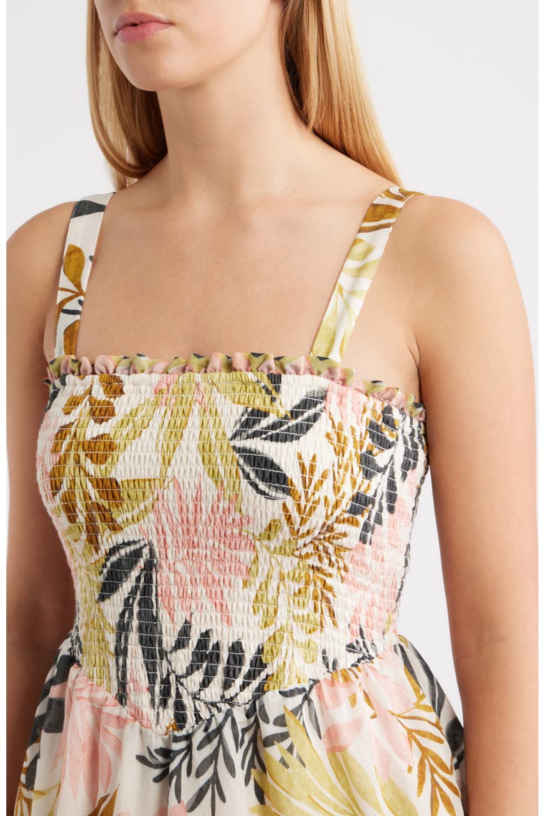Smocked Sleeveless Maxi Dress, Alternate, color, IVORY MULTI