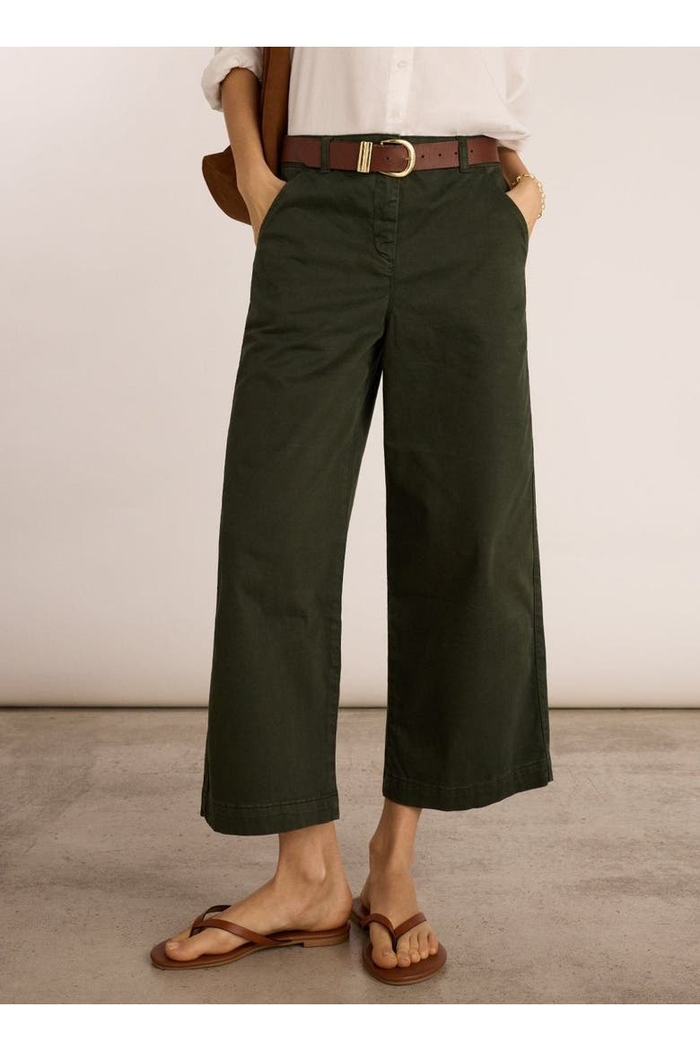 Brielle Organic Cotton Wide Leg Trousers, Alternate, color, Deep Khaki