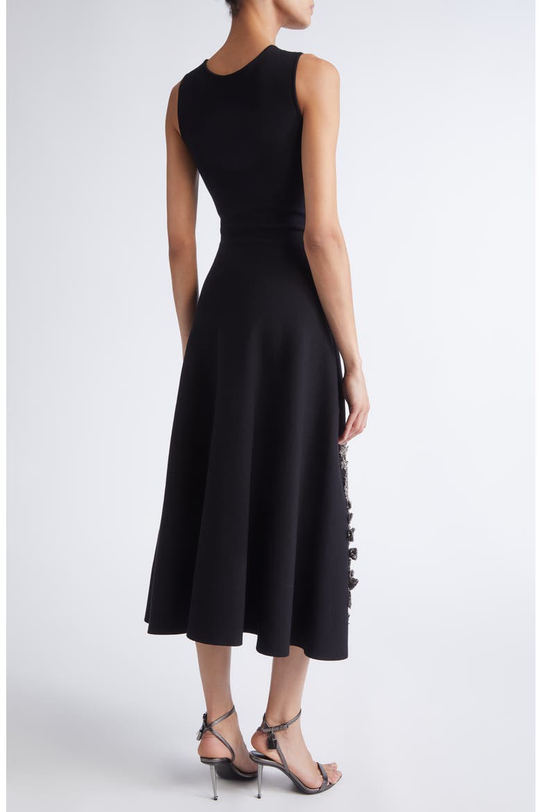 Foxglove Embroidered Sleeveless Fit & Flare Dress, Alternate, color, BLACK