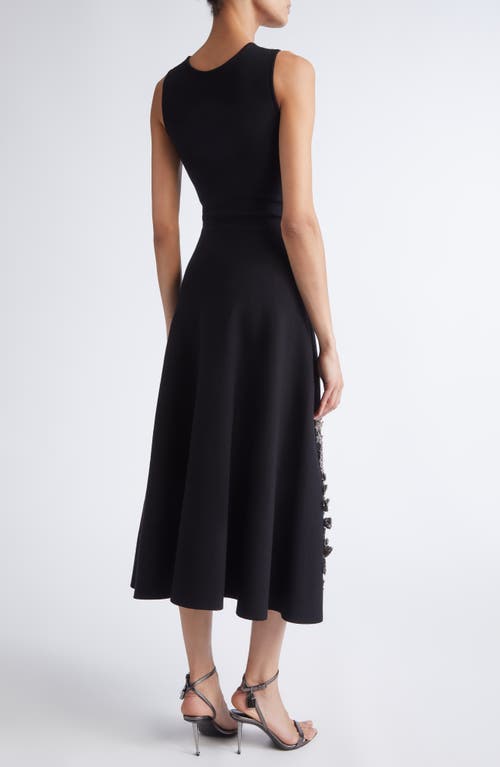 Oscar De La Renta Foxglove Embroidered Sleeveless Fit & Flare Dress In Animal Print