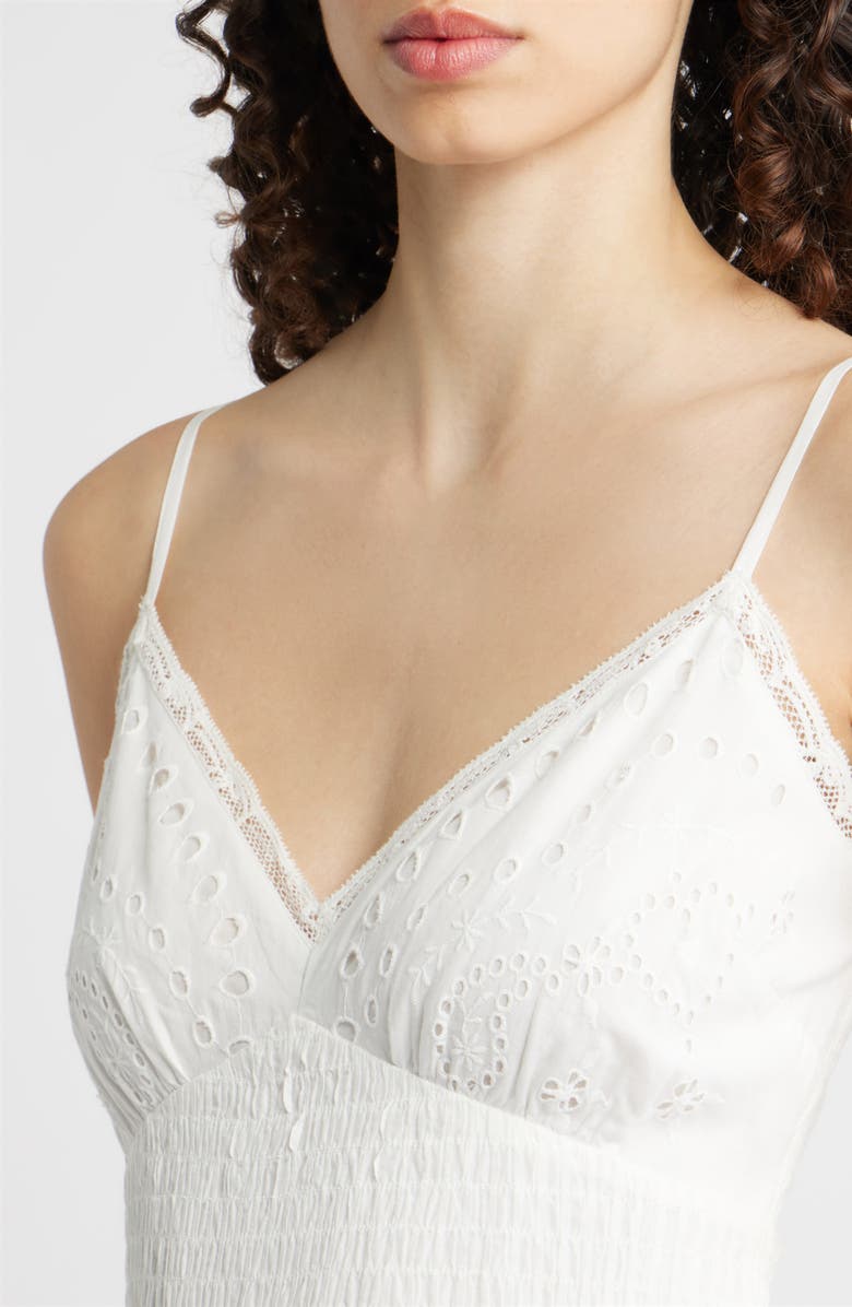 LoveShackFancy Azar Eyelet Lace Minidress, Alternate, color, White