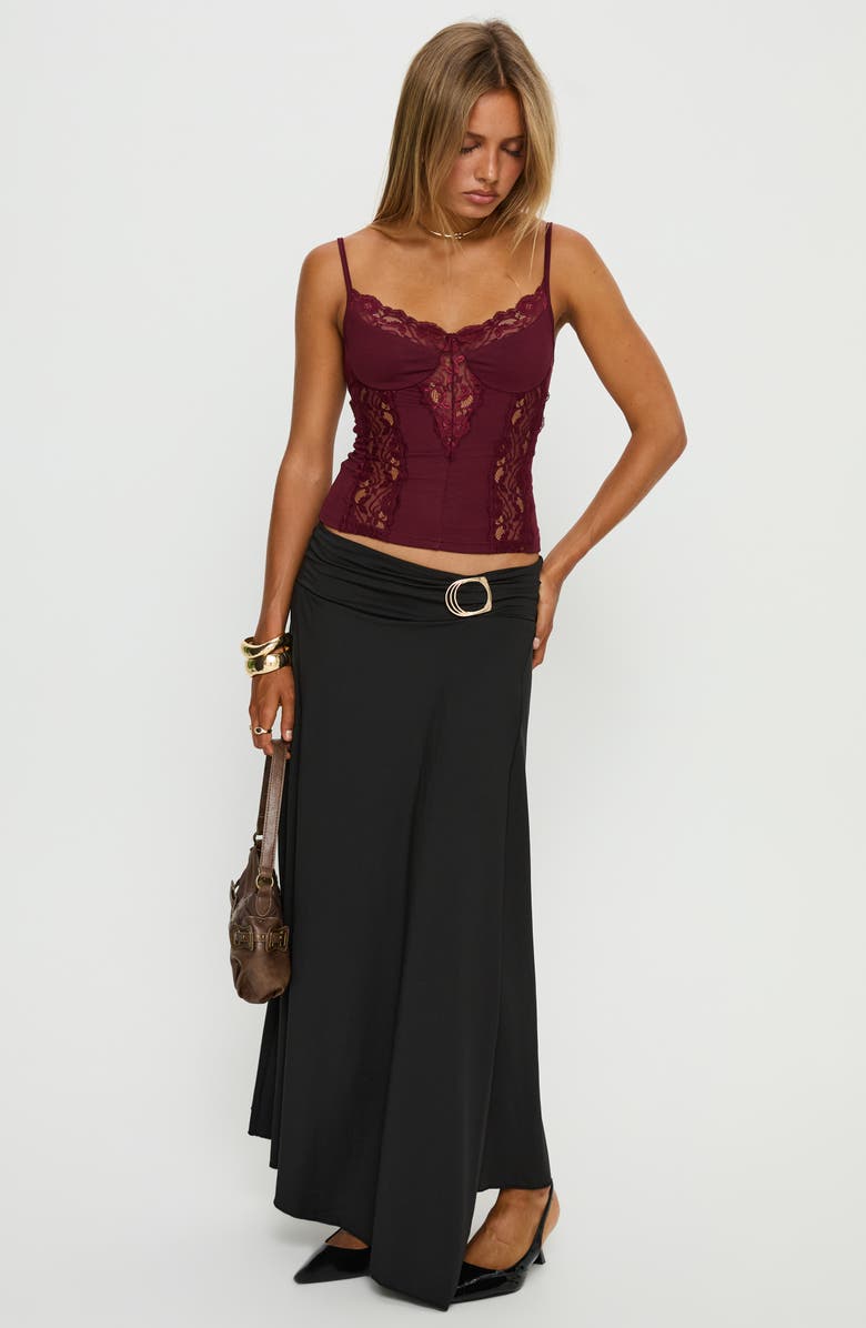 Princess Polly Nola Hardware Detail Cotton Blend Maxi Skirt, Alternate, color, 