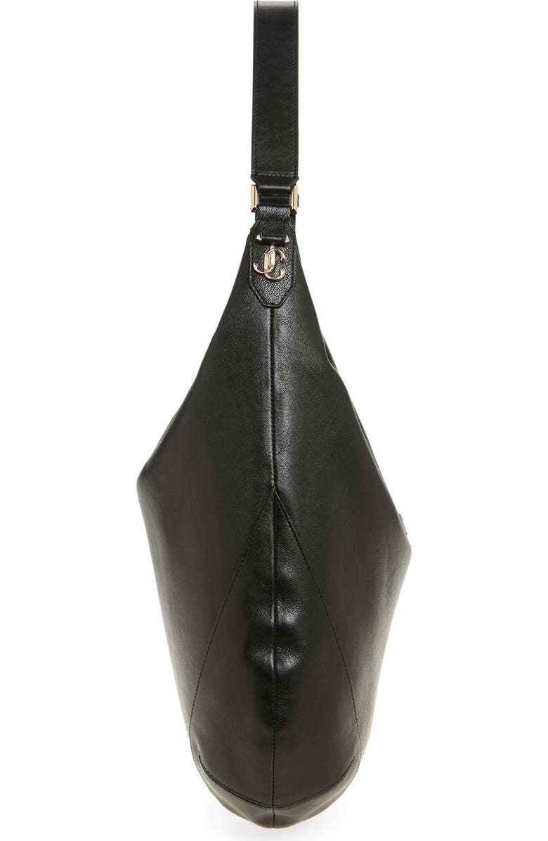 Jimmy Choo Bar Medium Leather Hobo Shoulder Bag, Alternate, color, Black/ Shiny Gold