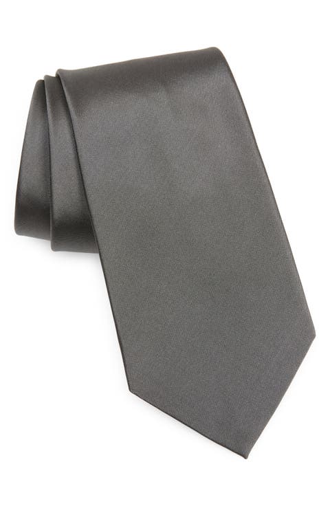 Peau de Soie Solid Grey Silk Tie