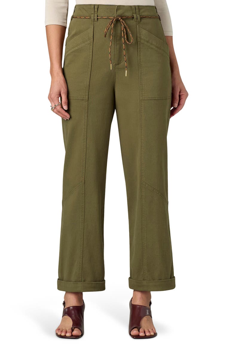 Ultra Skyrise High Waist Relaxed Stretch Cotton Pants, Main, color, GOLDEN OLIVE