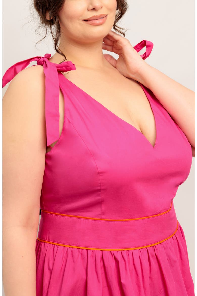 Bow Strap Midi Dress, Alternate, color, FUCHSIA ORANGE