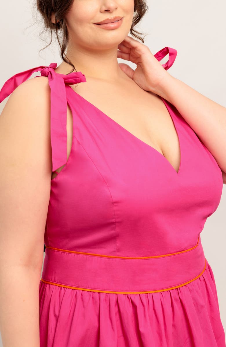 FLYING TOMATO Bow Strap Midi Dress, Alternate, color, Fuchsia Orange