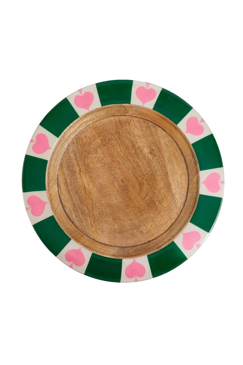 Lakri Mango Wood Charger Plate 13", Main, color, Green