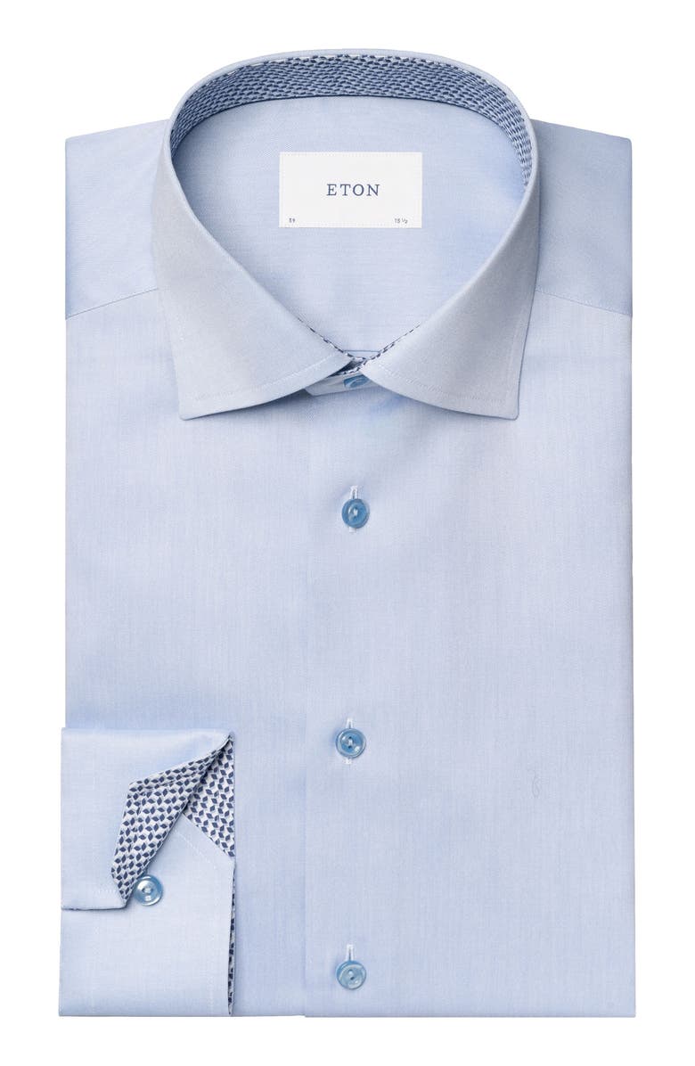 Eton Contemporary Fit Geo Detail Dress Shirt, Alternate, color, Blue