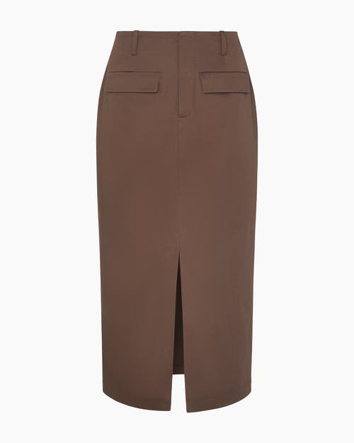 Onia Front Slit Midi Skirt In Brown
